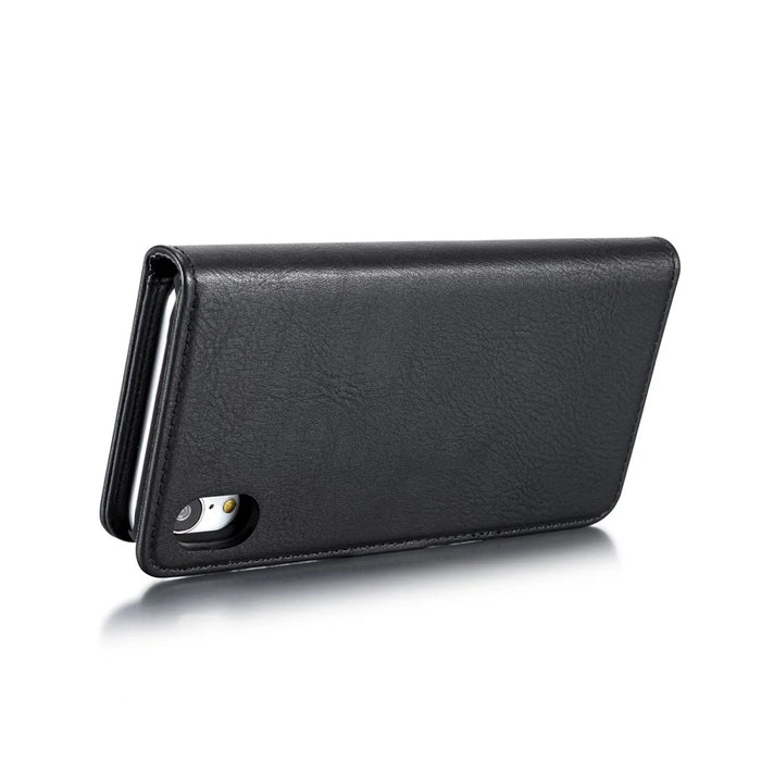 DG.MING Split Leather Wallet Cover for iPhone XR 6.1-inch, Stand Feature Detachable 2-in-1 Flip Case - Black - 5