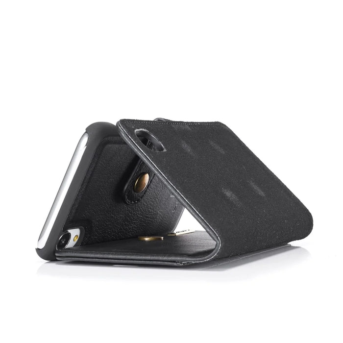 DG.MING Split Leather Wallet Cover for iPhone XR 6.1-inch, Stand Feature Detachable 2-in-1 Flip Case - Black - 7