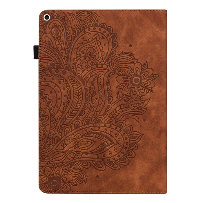 Imprinted Peacock Flower Pattern Leather Tablet Protective Shell for iPad Air (2013)/Air 2/9.7-inch (2017)/9.7-inch (2018) Wallet Stand Case - Brown - 2
