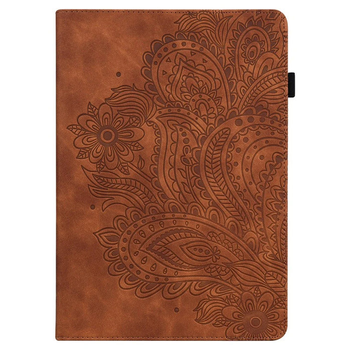 Imprinted Peacock Flower Pattern Leather Tablet Protective Shell for iPad Air (2013)/Air 2/9.7-inch (2017)/9.7-inch (2018) Wallet Stand Case - Brown - 4