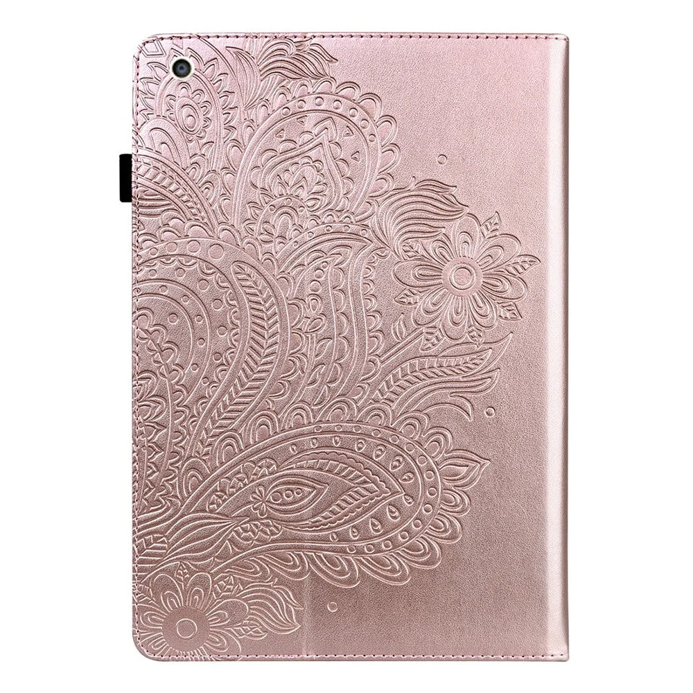 Leather Tablet Protective Shell with Peacock Flower Pattern Imprinting for iPad mini 4/(2019) 7.9 inch - Rose Gold - 2