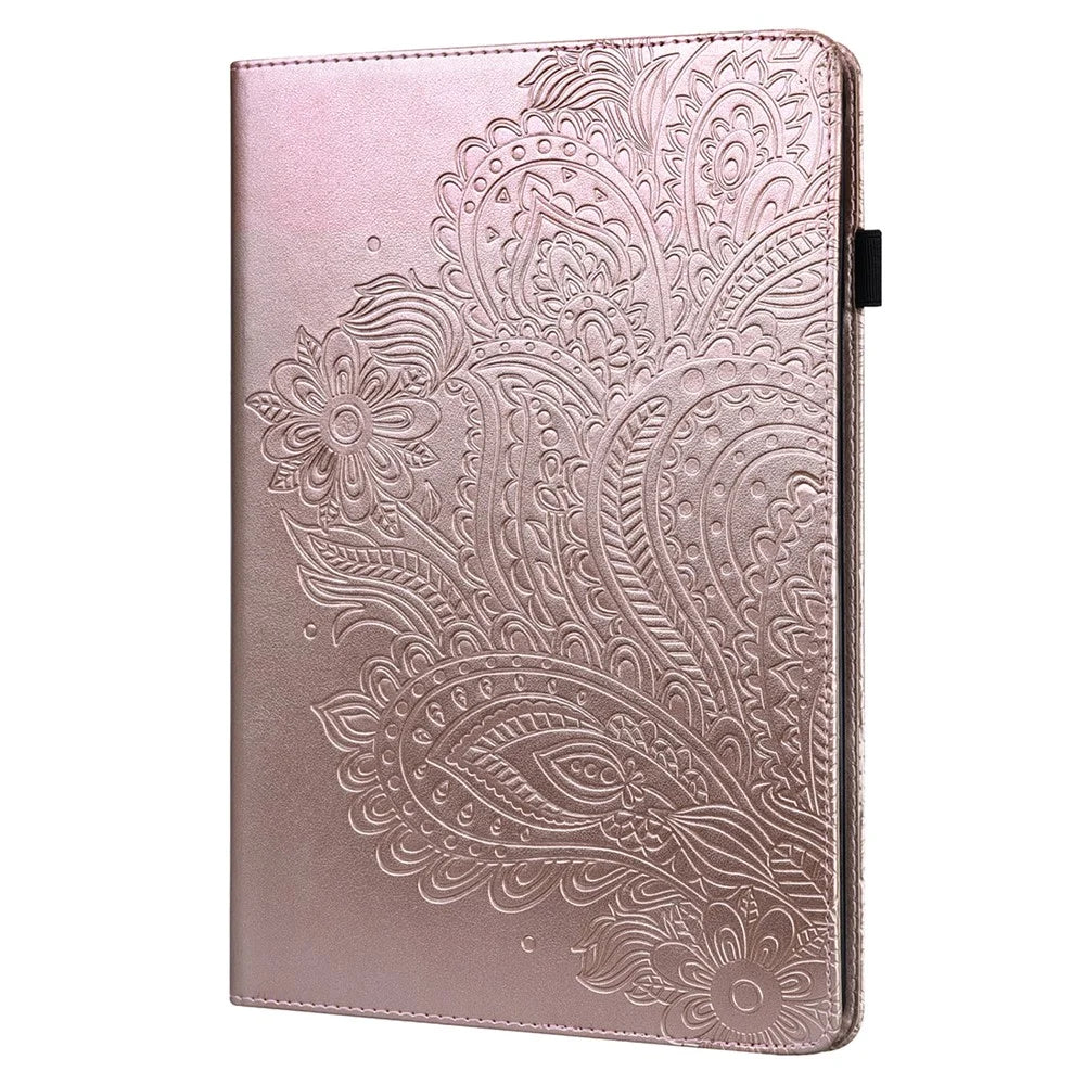 Leather Tablet Protective Shell with Peacock Flower Pattern Imprinting for iPad mini 4/(2019) 7.9 inch - Rose Gold - 3