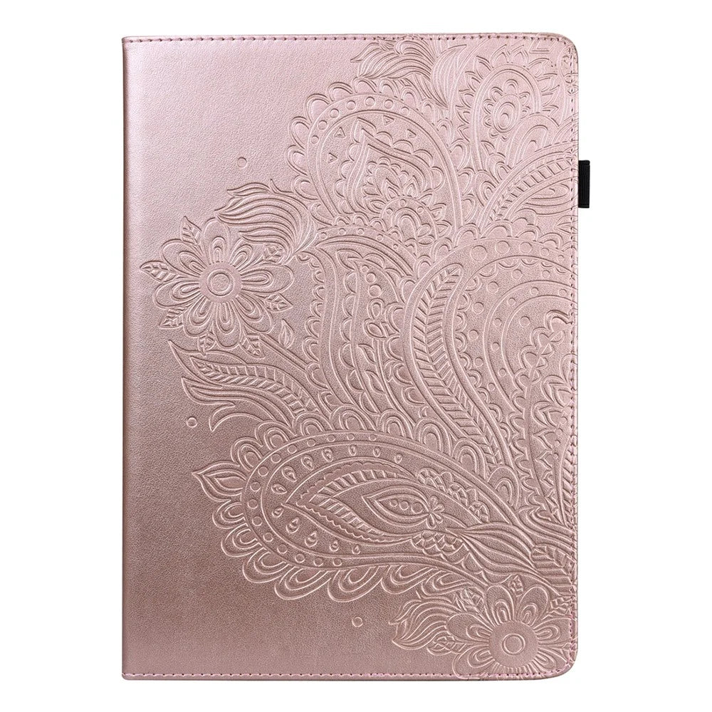 Leather Tablet Protective Shell with Peacock Flower Pattern Imprinting for iPad mini 4/(2019) 7.9 inch - Rose Gold - 4