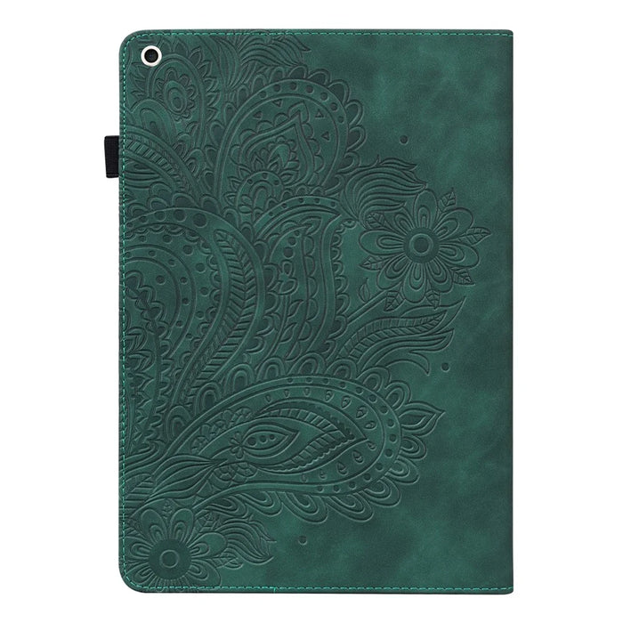 Imprinted Flower Pattern Leather Wallet Stand Tablet Case Shell for iPad 10.2 (2021)/(2020)/(2019) - Green - 2