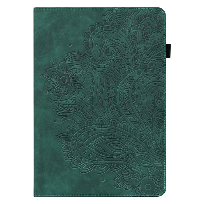 Imprinted Flower Pattern Leather Wallet Stand Tablet Case Shell for iPad 10.2 (2021)/(2020)/(2019) - Green - 4