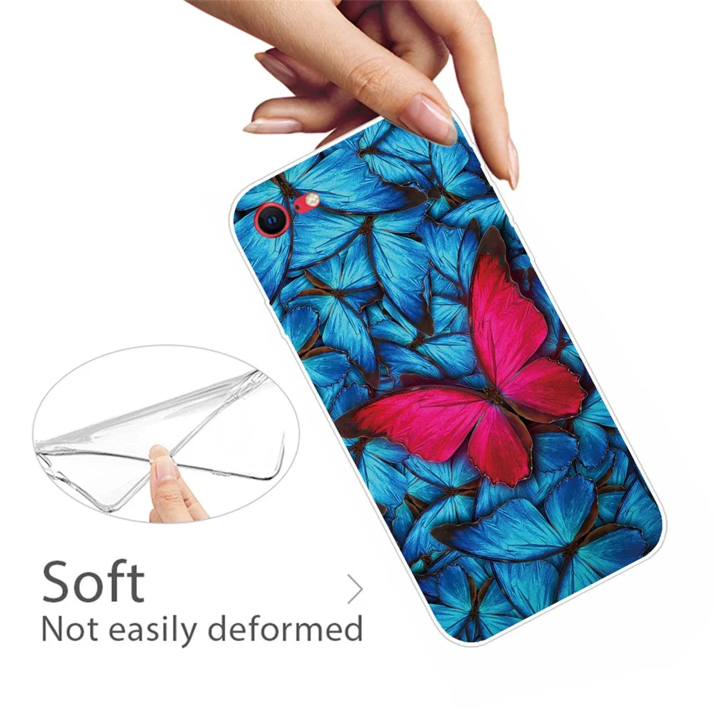 Pattern Printing Flexible High Quality TPU Phone Cover for iPhone 7/8/SE (2020)/SE (2022) - Red Butterfly - 2