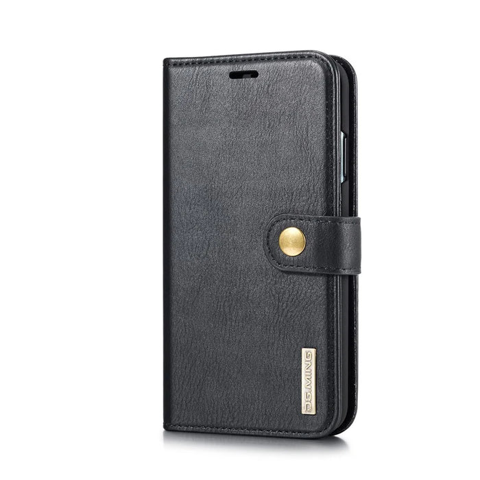 DG.MING Cover for iPhone XS Max 6.5 inch Detachable 2-in-1 Split Leather Wallet Shell + PC Back Case - Black - 3