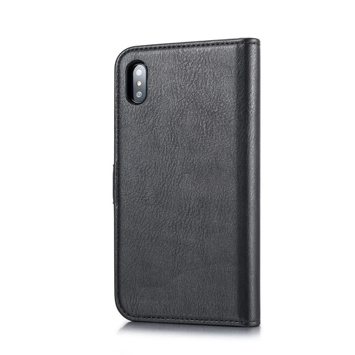DG.MING Cover for iPhone XS Max 6.5 inch Detachable 2-in-1 Split Leather Wallet Shell + PC Back Case - Black - 4