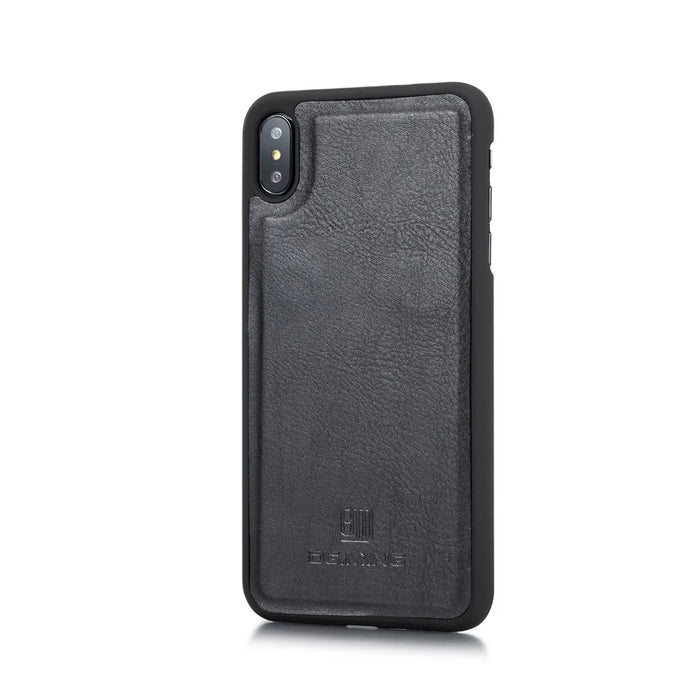 DG.MING Cover for iPhone XS Max 6.5 inch Detachable 2-in-1 Split Leather Wallet Shell + PC Back Case - Black - 5