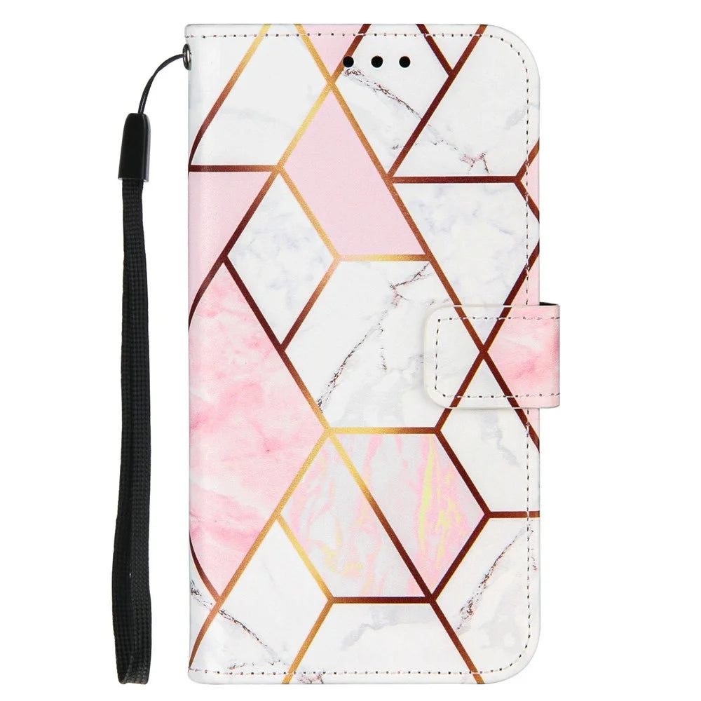 Wallet  Splicing Marble Pattern Stand Leather Protective Case with Lanyard for iPhone 11 6.1 inch - Pink - 2