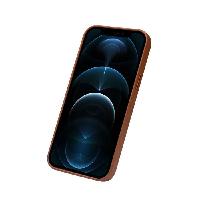 QIALINO For iPhone 12 Pro Max 6.7 inch Top Layer Cowhide Leather Magnetic Phone Case, Support Wireless Charging - Coffee - 4
