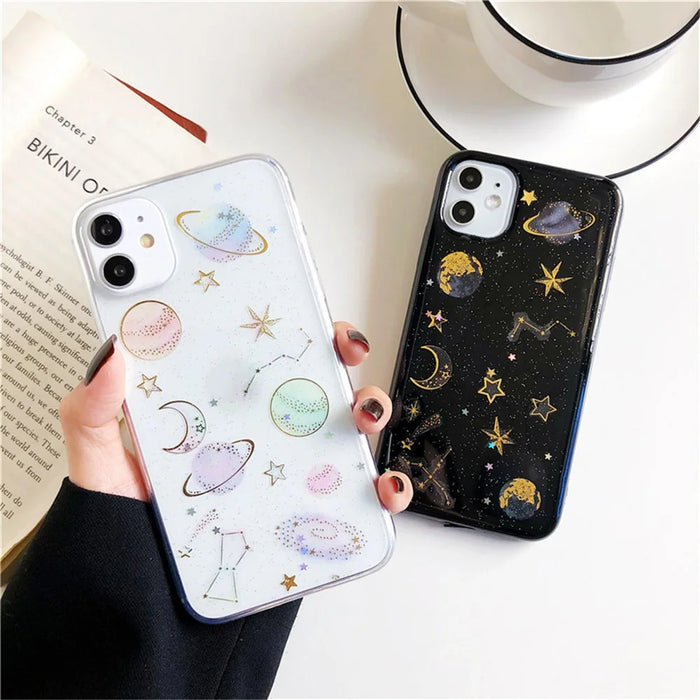 Star Planet Printing Design Epoxy Stickers TPU Case Shell for iPhone 11 6.1 inch - Transparent - 4