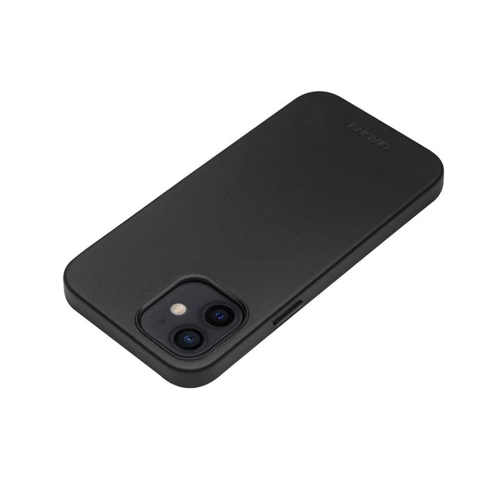 QIALINO For iPhone 12 6.1 inch / 12 Pro 6.1 inch Compatible with MagSafe Charging Phone Case Cowhide Genuine Leather Cover - Black - 5