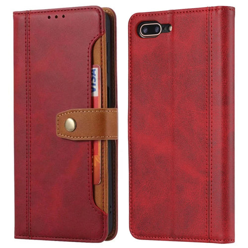 Leather Wallet Stand Protective Shell for iPhone SE (2020)/SE (2022)/8/7 4.7 inch Case - Red - 1