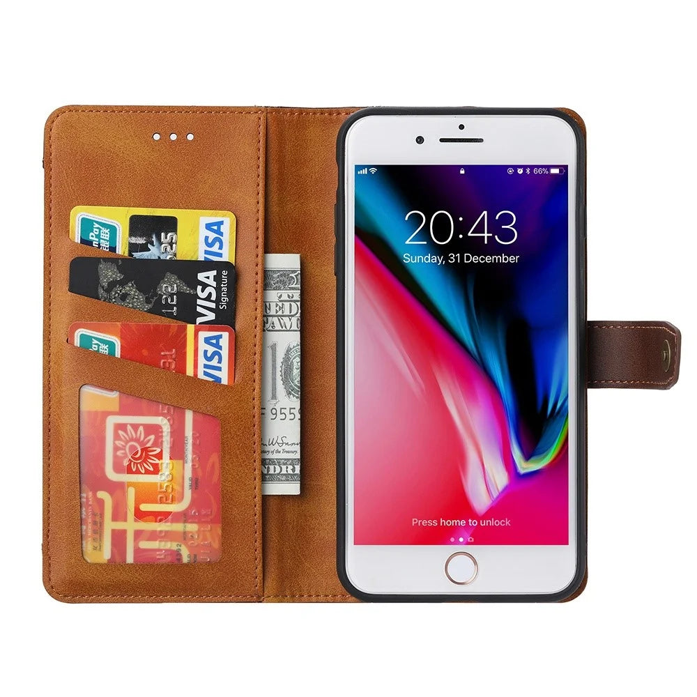 Leather Wallet Stand Protective Shell for iPhone SE (2020)/SE (2022)/8/7 4.7 inch Case - Red - 2
