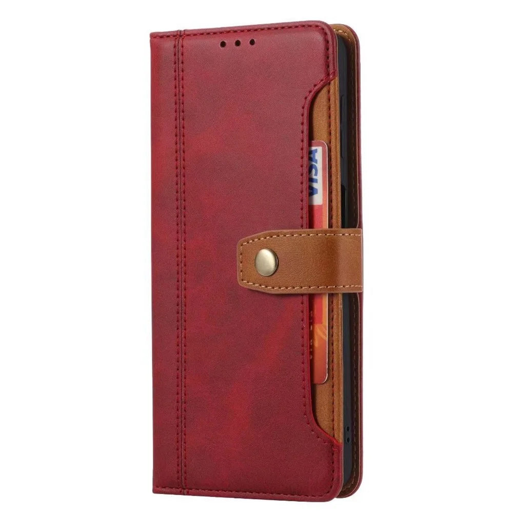 Leather Wallet Stand Protective Shell for iPhone SE (2020)/SE (2022)/8/7 4.7 inch Case - Red - 5