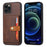 Full Protection PU Leather Coated TPU Case with Kickstand and Card Slots for iPhone 12/12 Pro - Brown - 1