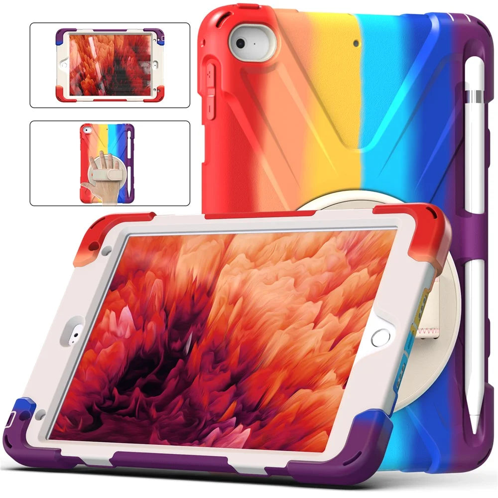 Pen Slot Design Tablet Cover with Rotary Kickstand for iPad mini 4/(2019) 7.9 inch - Colorful/Red - 4