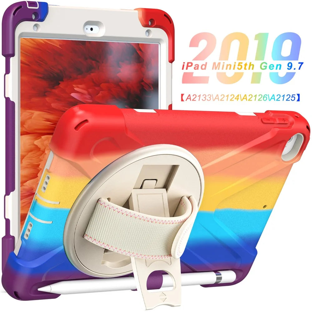 Pen Slot Design Tablet Cover with Rotary Kickstand for iPad mini 4/(2019) 7.9 inch - Colorful/Red - 5