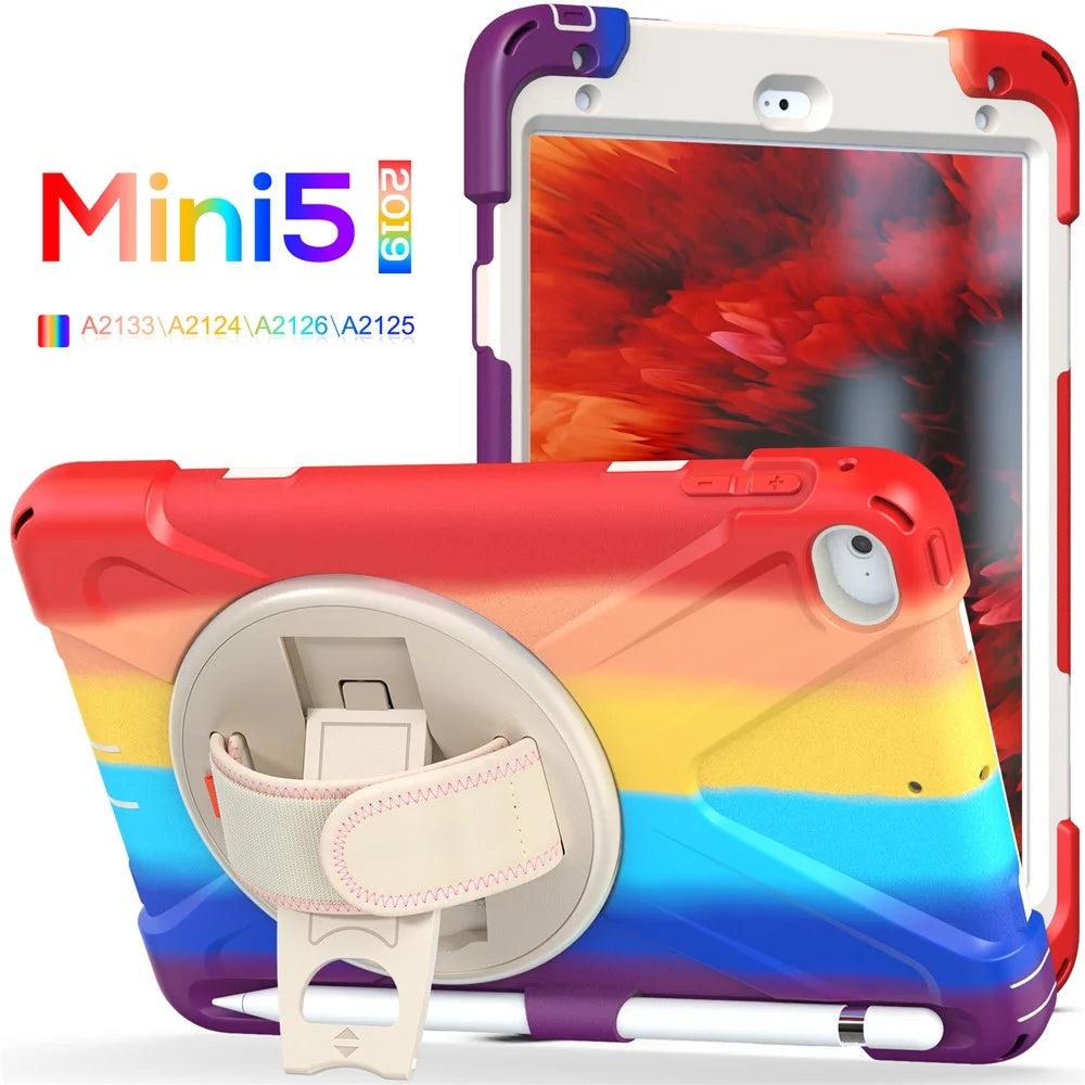 Pen Slot Design Tablet Cover with Rotary Kickstand for iPad mini 4/(2019) 7.9 inch - Colorful/Red - 6