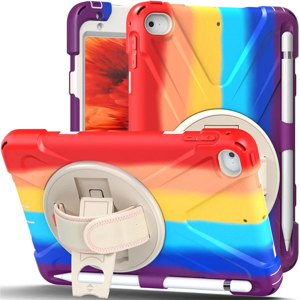 Pen Slot Design Tablet Cover with Rotary Kickstand for iPad mini 4/(2019) 7.9 inch - Colorful/Red - 7