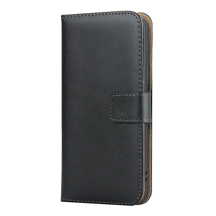 Genuine Leather Wallet Stand Phone Protector Case Shell for iPhone 12 / 12 Pro - Black - 3