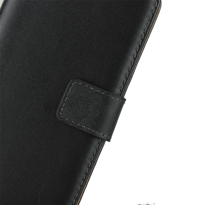 Genuine Leather Wallet Stand Phone Protector Case Shell for iPhone 12 / 12 Pro - Black - 7