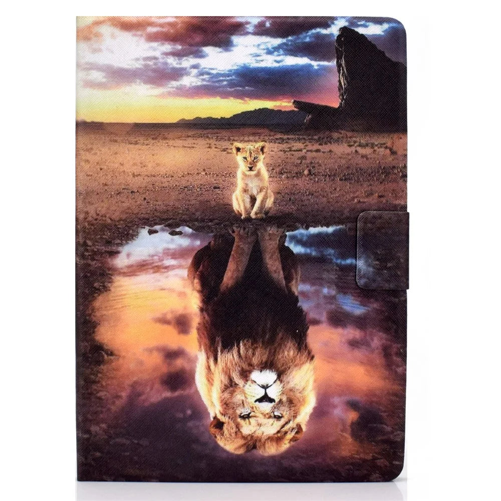 Full Protection Pattern Printing Leather Stand Tablet Case for iPad Pro 10.5-inch (2017)/10.2 (2021)/(2020)/(2019)/Air 10.5 inch (2019) - Lion - 5