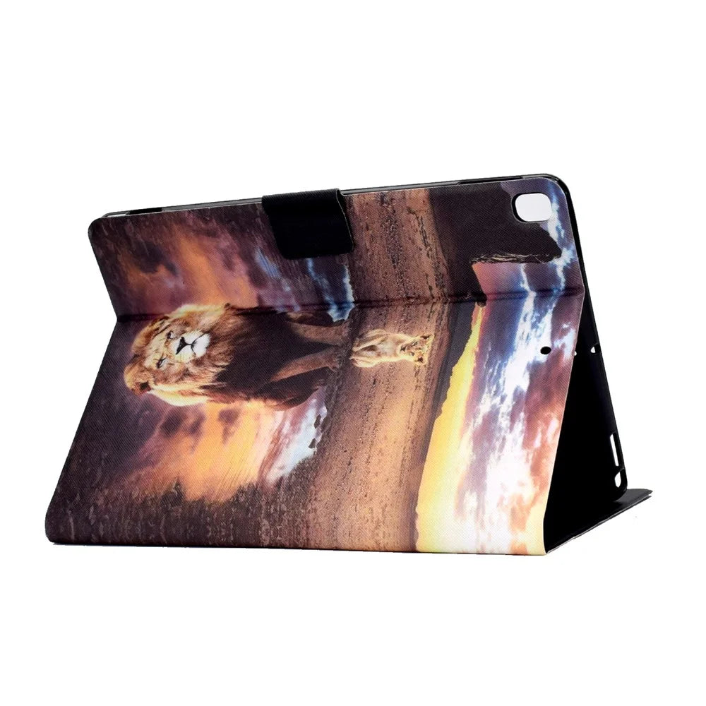 Full Protection Pattern Printing Leather Stand Tablet Case for iPad Pro 10.5-inch (2017)/10.2 (2021)/(2020)/(2019)/Air 10.5 inch (2019) - Lion - 7
