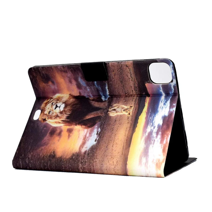 Pattern Printing Leather Tablet Case for iPad Pro 11 (2022) / (2020) / (2021) / Air 11 (2026) / (2025) / (2024) / Air (2020) (2022) - Lion - 7
