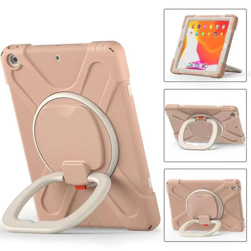 360° Rotary Kickstand Design PC + Silicone Tablet Case Shell for iPad 10.2 (2021) / (2020) / (2019) - Rose Gold - 1