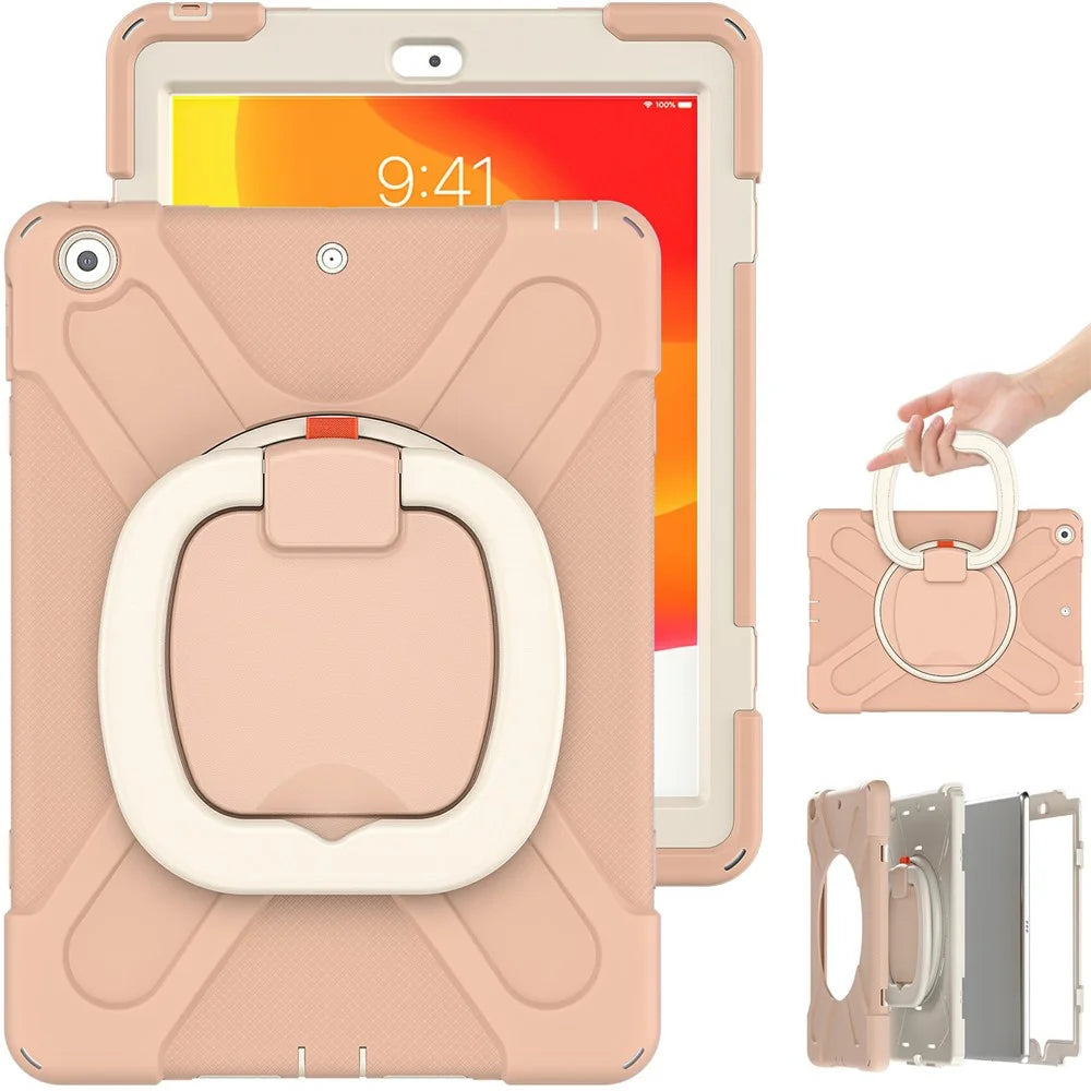 360° Rotary Kickstand Design PC + Silicone Tablet Case Shell for iPad 10.2 (2021) / (2020) / (2019) - Rose Gold - 2