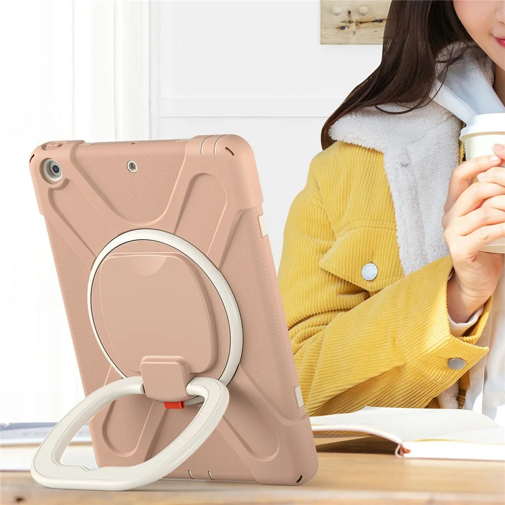 360° Rotary Kickstand Design PC + Silicone Tablet Case Shell for iPad 10.2 (2021) / (2020) / (2019) - Rose Gold - 3