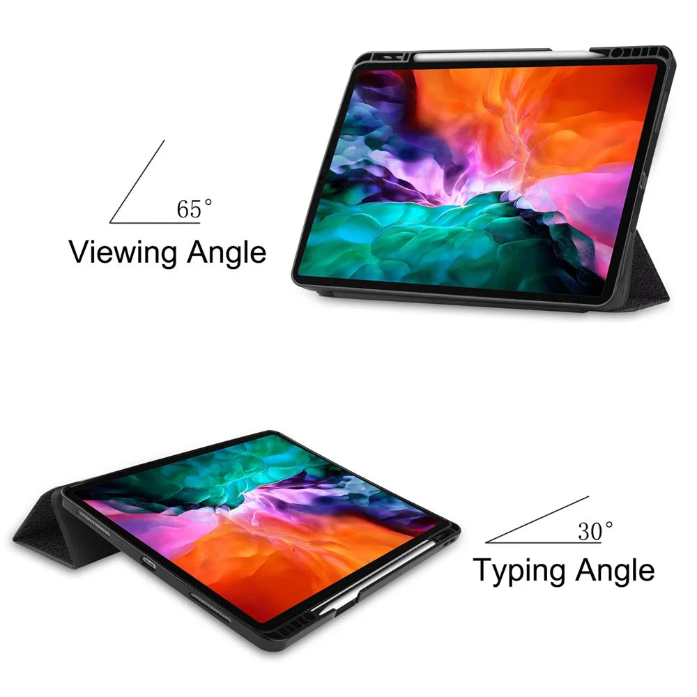 Pattern Printing Tri-Fold Stand PU Leather Tablet Cover Smart Case with Pen Slot for iPad Pro 12.9-inch (2021) - Grimace - 3