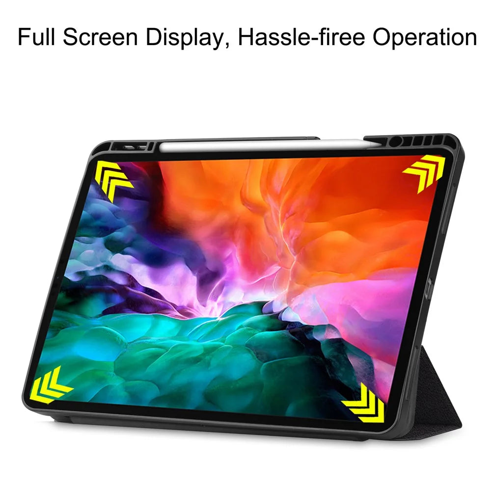 Pattern Printing Tri-Fold Stand PU Leather Tablet Cover Smart Case with Pen Slot for iPad Pro 12.9-inch (2021) - Grimace - 4