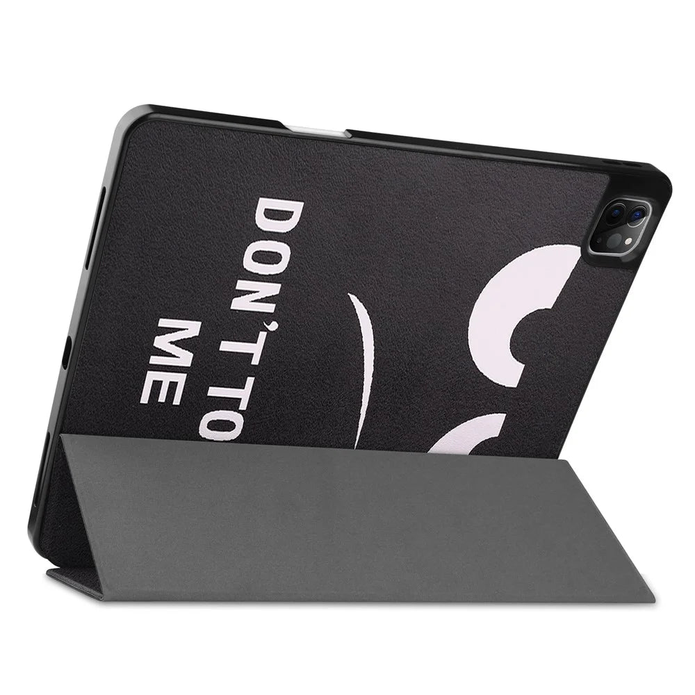 Pattern Printing Tri-Fold Stand PU Leather Tablet Cover Smart Case with Pen Slot for iPad Pro 12.9-inch (2021) - Grimace - 6