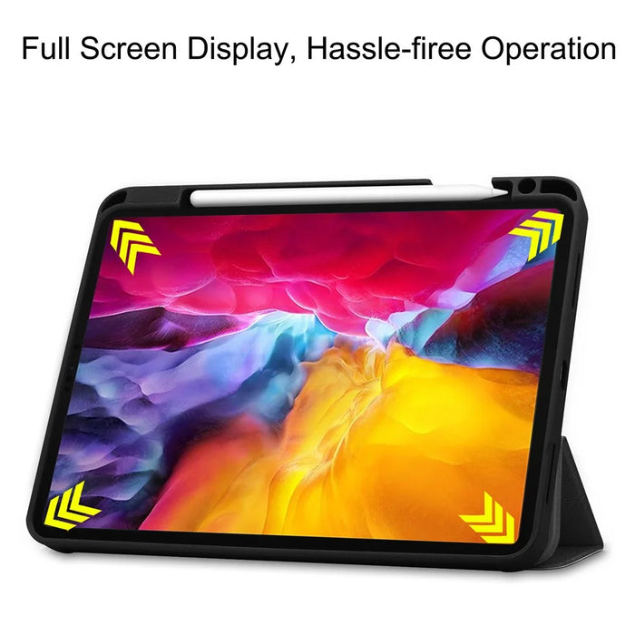 Stable Tri-fold Stand Stand Leather Tablet Cover Smart Case Shell with Pen Slot for iPad Pro 11-inch (2021) - Black - 6