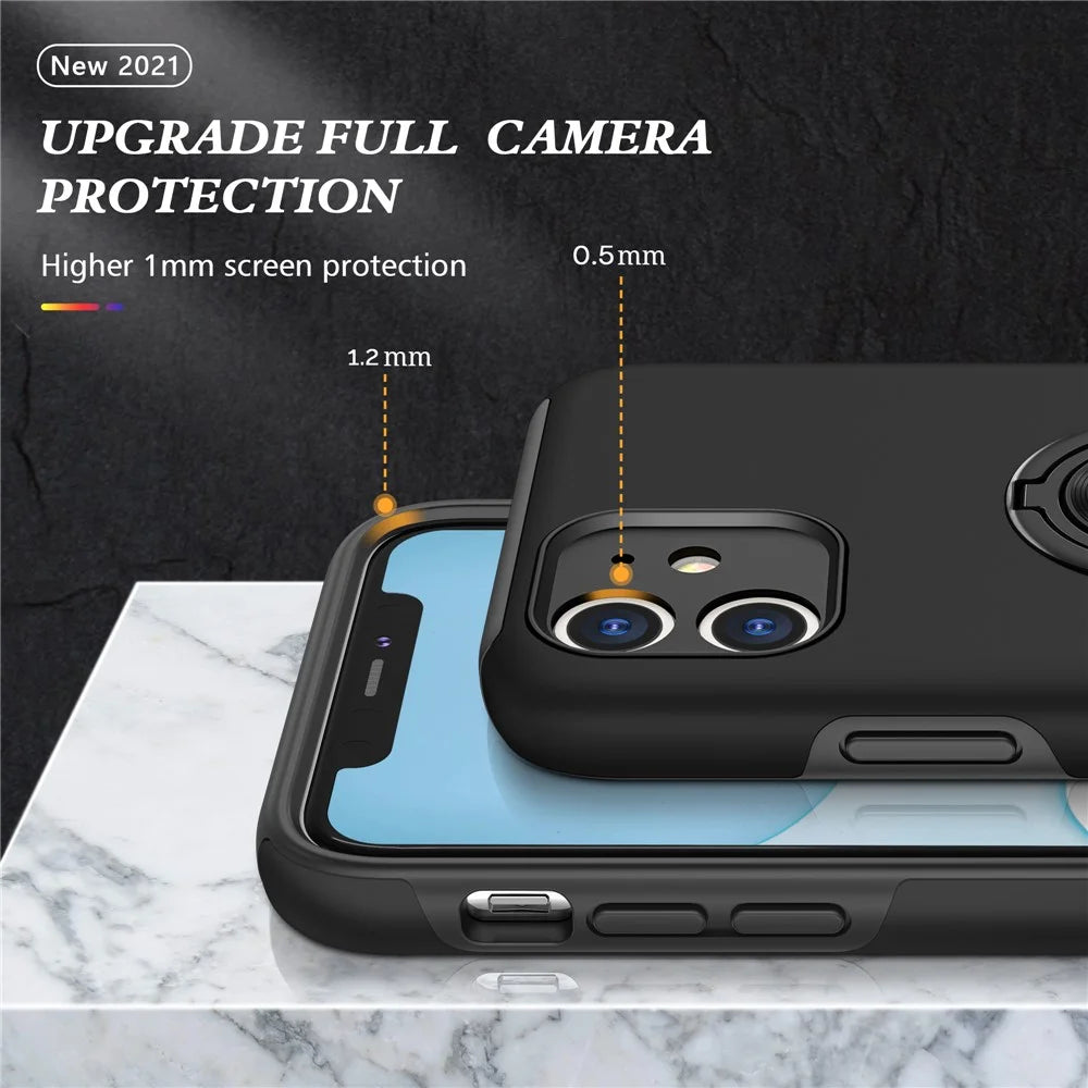 Hybrid Phone Case Ring Shape Kickstand Design Cover for iPhone 11 6.1 inch - Black - 5