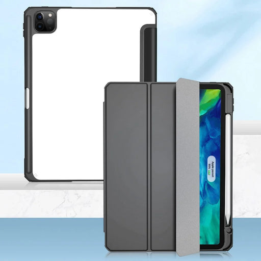 MUTURAL Tablet Case for iPad Pro 12.9 (2022) / (2021) / (2020) / (2018) Leather Protective Stand Cover with Pen Slot - Black - 1