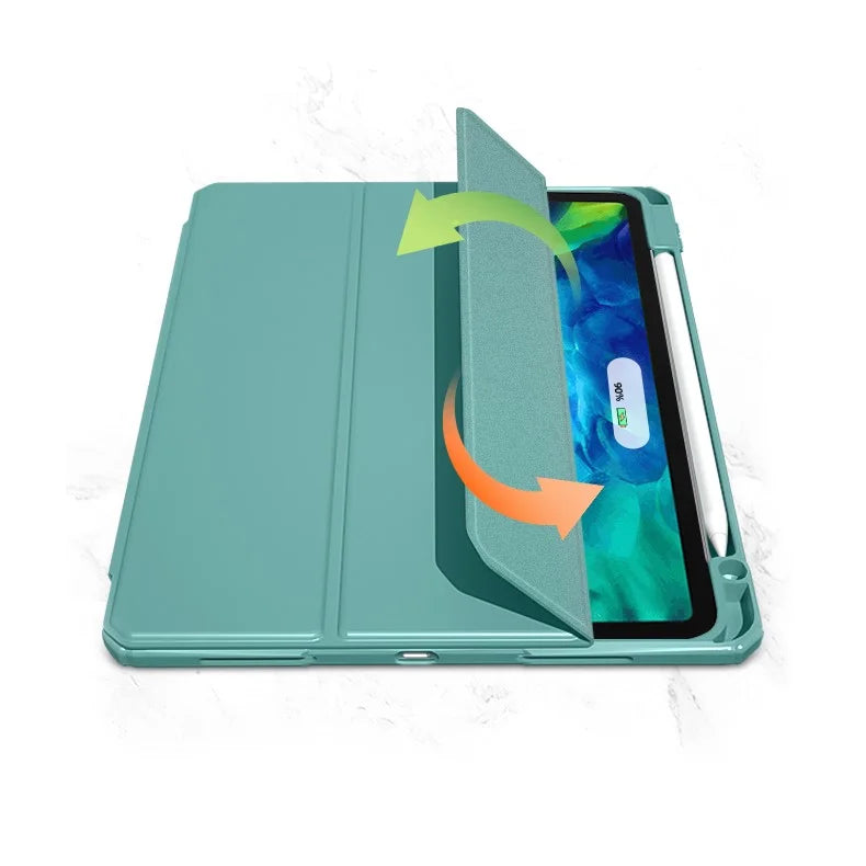 MUTURAL Tablet Case for iPad Pro 12.9 (2022) / (2021) / (2020) / (2018) Leather Protective Stand Cover with Pen Slot - Black - 6