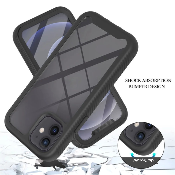 PC+TPU Full-Coverage Protection Case with PET Screen Protector for iPhone 12 mini - Black - 2