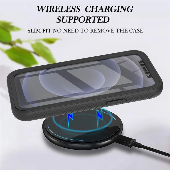 PC+TPU Full-Coverage Protection Case with PET Screen Protector for iPhone 12 mini - Black - 4