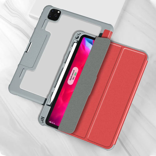 MUTURAL Yaxing Series Leather Tablet Shell for iPad Pro 11-inch (2021) Case Stand with Pen Slot - Red - 1