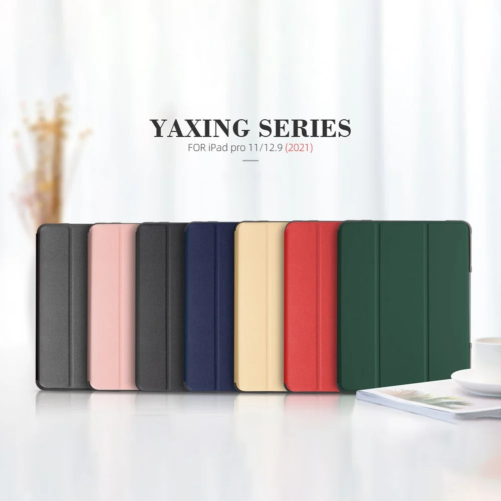 MUTURAL Yaxing Series Leather Tablet Shell for iPad Pro 11-inch (2021) Case Stand with Pen Slot - Red - 6