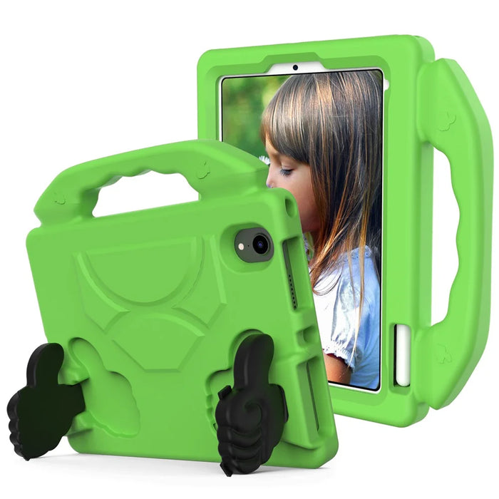 Foldable Thumb Kickstand Shockproof EVA Tablet Case with Handle for iPad mini (2024) / mini (2021) - Green - 1