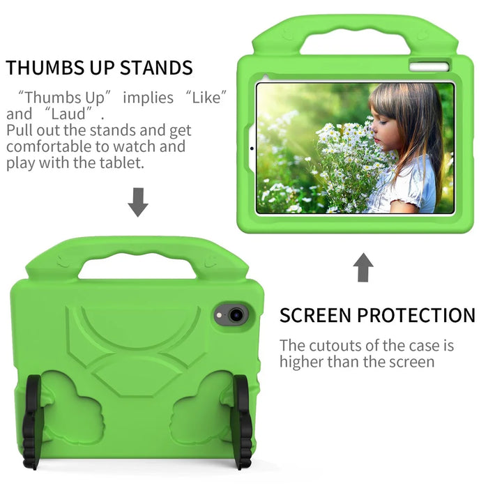 Foldable Thumb Kickstand Shockproof EVA Tablet Case with Handle for iPad mini (2024) / mini (2021) - Green - 4