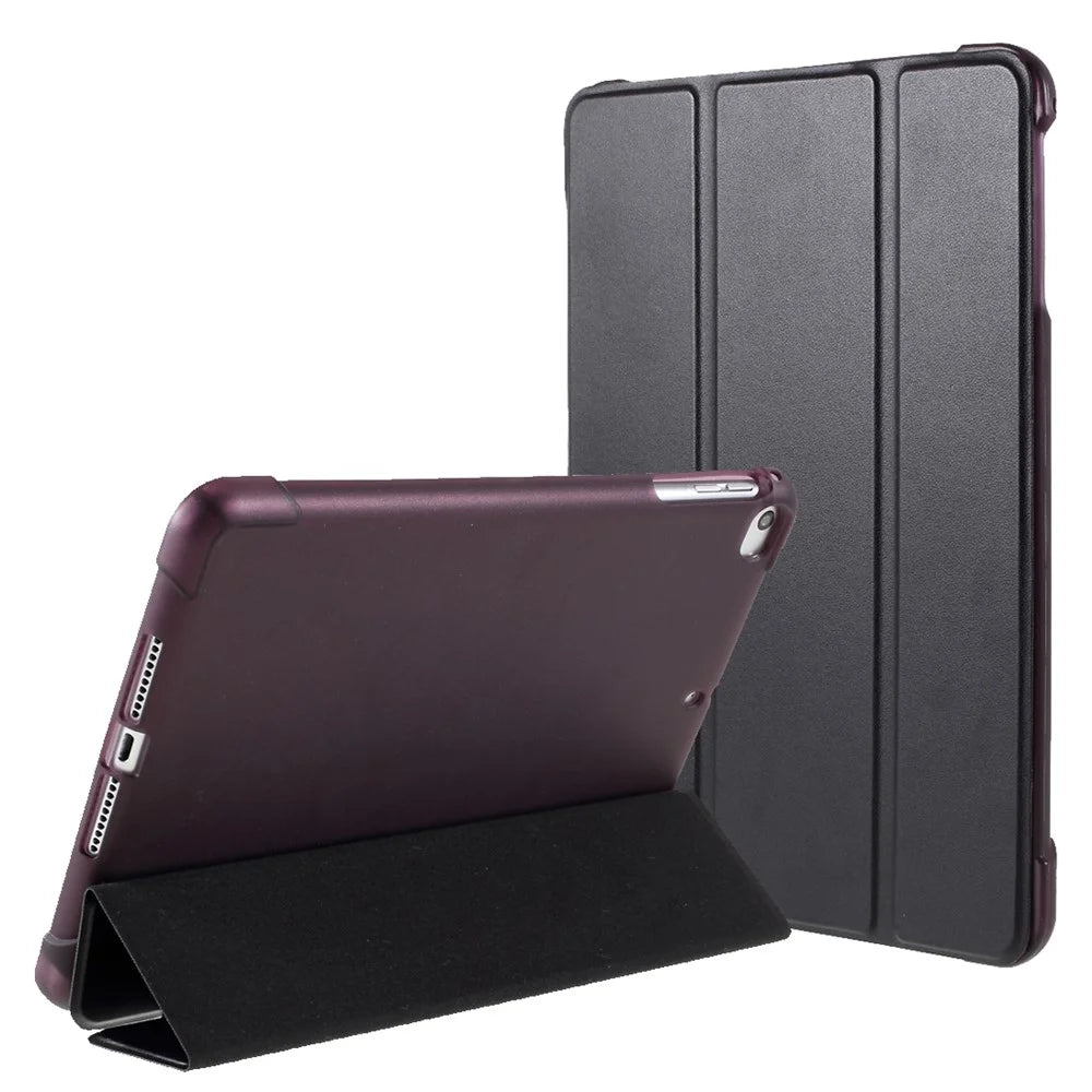 Full Protection Tri-fold Stand Leather Case [with Apple Pencil Storage Groove] for iPad Mini 1/2/3/4/(2019) 7.9 inch - Black - 1