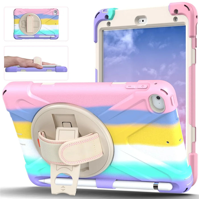 Well-Protected PC + Silicone Tablet Cover with Rotary Kickstand for iPad mini 4/(2019) 7.9 inch - Colorful/Pink - 3