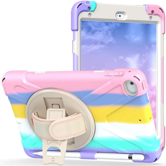 Well-Protected PC + Silicone Tablet Cover with Rotary Kickstand for iPad mini 4/(2019) 7.9 inch - Colorful/Pink - 5