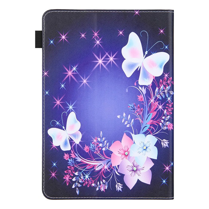 Cross Texture Pattern Printing Universal Leather Tablet Case for 8-inch Tablets - Butterfly and Flower - 6